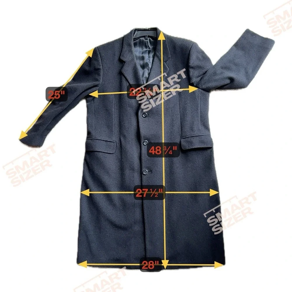 Oleg Cassini Cashmere Blend‎ Overcoat 44R Black Wool Italy Fabric Vintage EUC